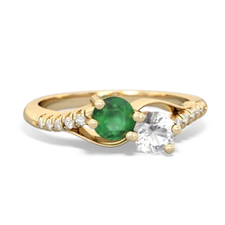 Emerald Infinity Pave Two Stone 14K Yellow Gold ring R5285