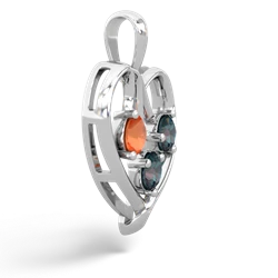 Fire Opal Glowing Heart 14K White Gold pendant P2233