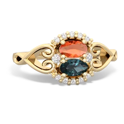 Fire Opal Love Nest 14K Yellow Gold ring R5860