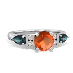 Fire Opal 6Mm Round Eternal Embrace Engagement 14K White Gold ring R2005