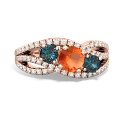 Fire Opal Three Stone Aurora 14K Rose Gold ring R3080