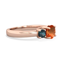 Fire Opal Three Stone Round Trellis 14K Rose Gold ring R4018