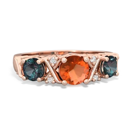 Fire Opal Hugs And Kisses 14K Rose Gold ring R5016