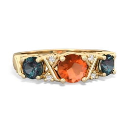 Fire Opal Hugs And Kisses 14K Yellow Gold ring R5016