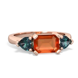 Fire Opal Three Stone 14K Rose Gold ring R5235