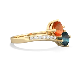 Fire Opal Channel Set Two Stone 14K Yellow Gold ring R5303