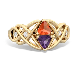 Fire Opal Keepsake Celtic Knot 14K Yellow Gold ring R5300