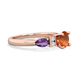 Fire Opal 6Mm Round Eternal Embrace Engagement 14K Rose Gold ring R2005