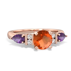 Fire Opal 6Mm Round Eternal Embrace Engagement 14K Rose Gold ring R2005