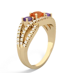 Fire Opal Three Stone Aurora 14K Yellow Gold ring R3080