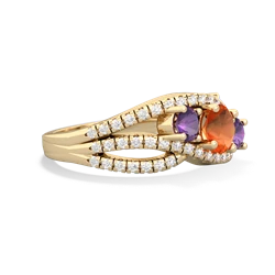 Fire Opal Three Stone Aurora 14K Yellow Gold ring R3080