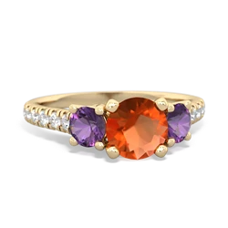 Fire Opal Pave Trellis 14K Yellow Gold ring R5500