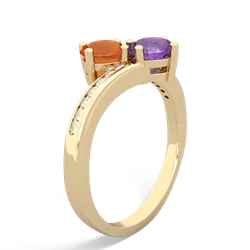 Fire Opal Channel Set Two Stone 14K Yellow Gold ring R5303