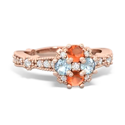 Fire Opal Sparkling Tiara Cluster 14K Rose Gold ring R26293RD