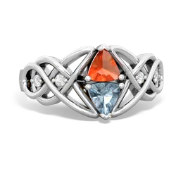 Fire Opal Keepsake Celtic Knot 14K White Gold ring R5300