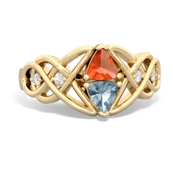 Fire Opal Keepsake Celtic Knot 14K Yellow Gold ring R5300