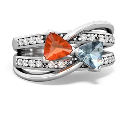 Fire Opal Bowtie 14K White Gold ring R2360