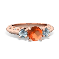 Fire Opal Art Deco Eternal Embrace Engagement 14K Rose Gold ring C2003