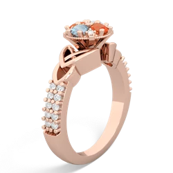 Fire Opal Celtic Knot Cluster Engagement 14K Rose Gold ring R26443RD