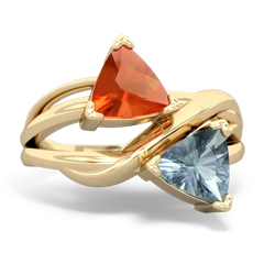 Fire Opal Split Band Swirl 14K Yellow Gold ring R2341