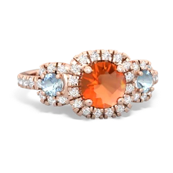 Fire Opal Regal Halo 14K Rose Gold ring R5350