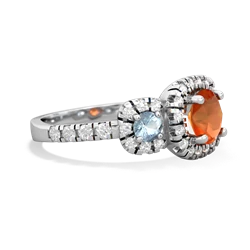 Fire Opal Regal Halo 14K White Gold ring R5350