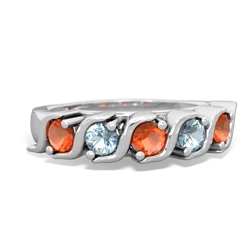 Fire Opal Anniversary Band 14K White Gold ring R2089