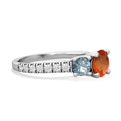 Fire Opal Pave Trellis 14K White Gold ring R5500