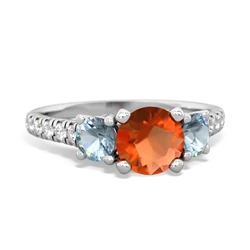 Fire Opal Pave Trellis 14K White Gold ring R5500