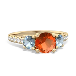 Fire Opal Pave Trellis 14K Yellow Gold ring R5500