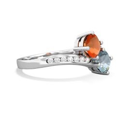Fire Opal Channel Set Two Stone 14K White Gold ring R5303