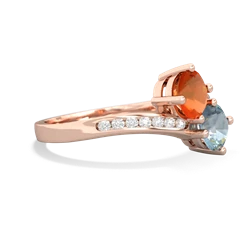 Fire Opal Channel Set Two Stone 14K Rose Gold ring R5303