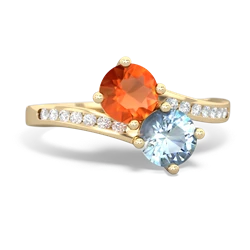 Fire Opal Channel Set Two Stone 14K Yellow Gold ring R5303