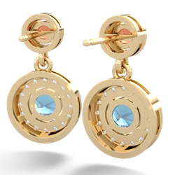 Fire Opal Halo Dangle 14K Yellow Gold earrings E5319