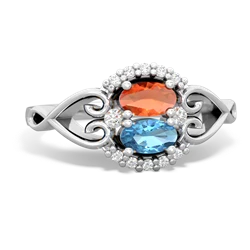 Fire Opal Love Nest 14K White Gold ring R5860