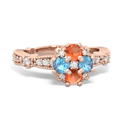 Fire Opal Sparkling Tiara Cluster 14K Rose Gold ring R26293RD