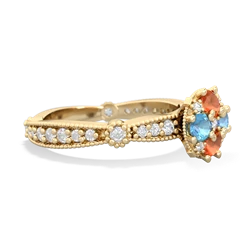 Fire Opal Sparkling Tiara Cluster 14K Yellow Gold ring R26293RD