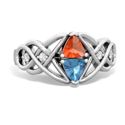 Fire Opal Keepsake Celtic Knot 14K White Gold ring R5300