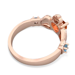 Fire Opal Claddagh Keepsake 14K Rose Gold ring R5245