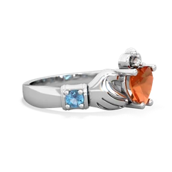 Fire Opal Claddagh Keepsake 14K White Gold ring R5245