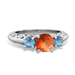 Fire Opal Art Deco Eternal Embrace Engagement 14K White Gold ring C2003