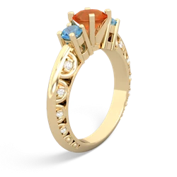 Fire Opal Art Deco Eternal Embrace Engagement 14K Yellow Gold ring C2003