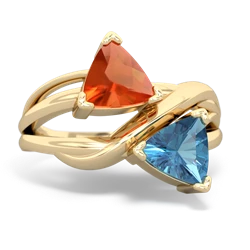 Fire Opal Split Band Swirl 14K Yellow Gold ring R2341