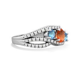 Fire Opal Three Stone Aurora 14K White Gold ring R3080