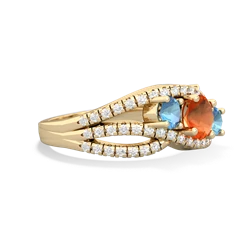 Fire Opal Three Stone Aurora 14K Yellow Gold ring R3080