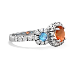 Fire Opal Regal Halo 14K White Gold ring R5350