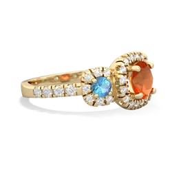 Fire Opal Regal Halo 14K Yellow Gold ring R5350