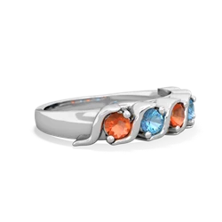 Fire Opal Anniversary Band 14K White Gold ring R2089