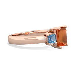 Fire Opal Three Stone Emerald-Cut Trellis 14K Rose Gold ring R4021