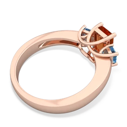 Fire Opal Three Stone Emerald-Cut Trellis 14K Rose Gold ring R4021